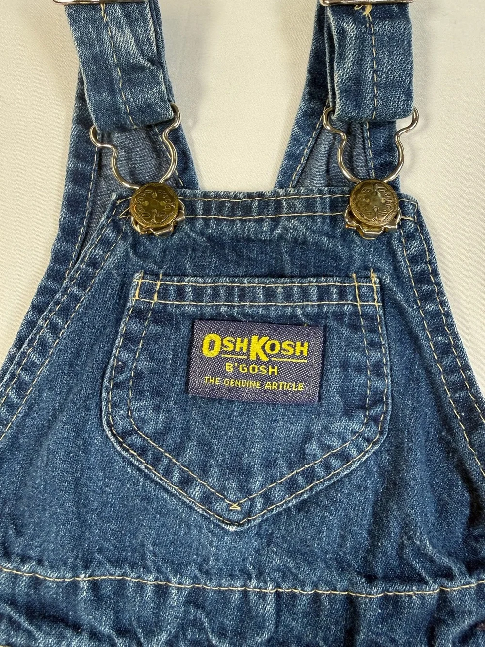 VINTAGE OSHKOSH BGOSH Baby Denim Overalls 6-9M 90s Americana Farmcore Classic